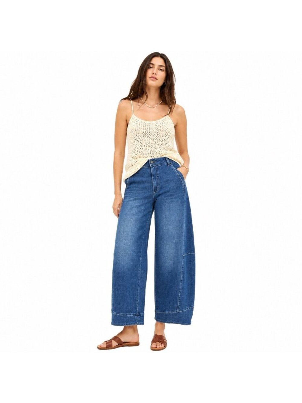 Pilcro Wide-Leg Flare Jeans in Medium Blue